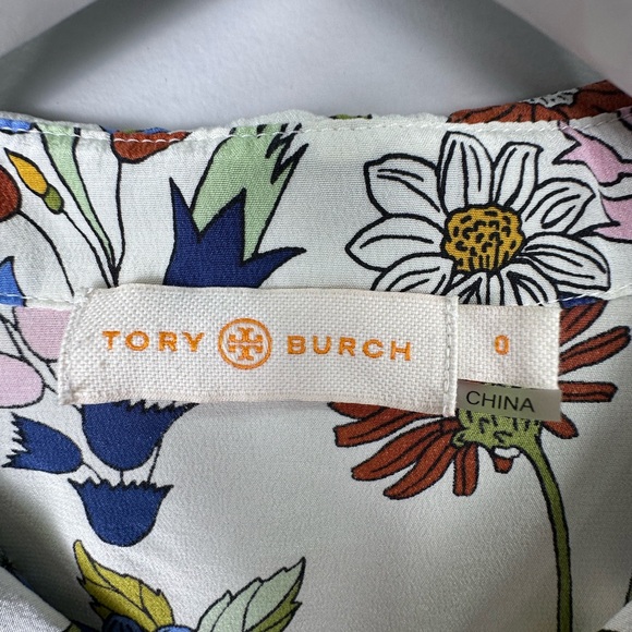 Tory Burch 100% Silk Novelty Print Top Blouse Size 0 - Picture 6 of 11